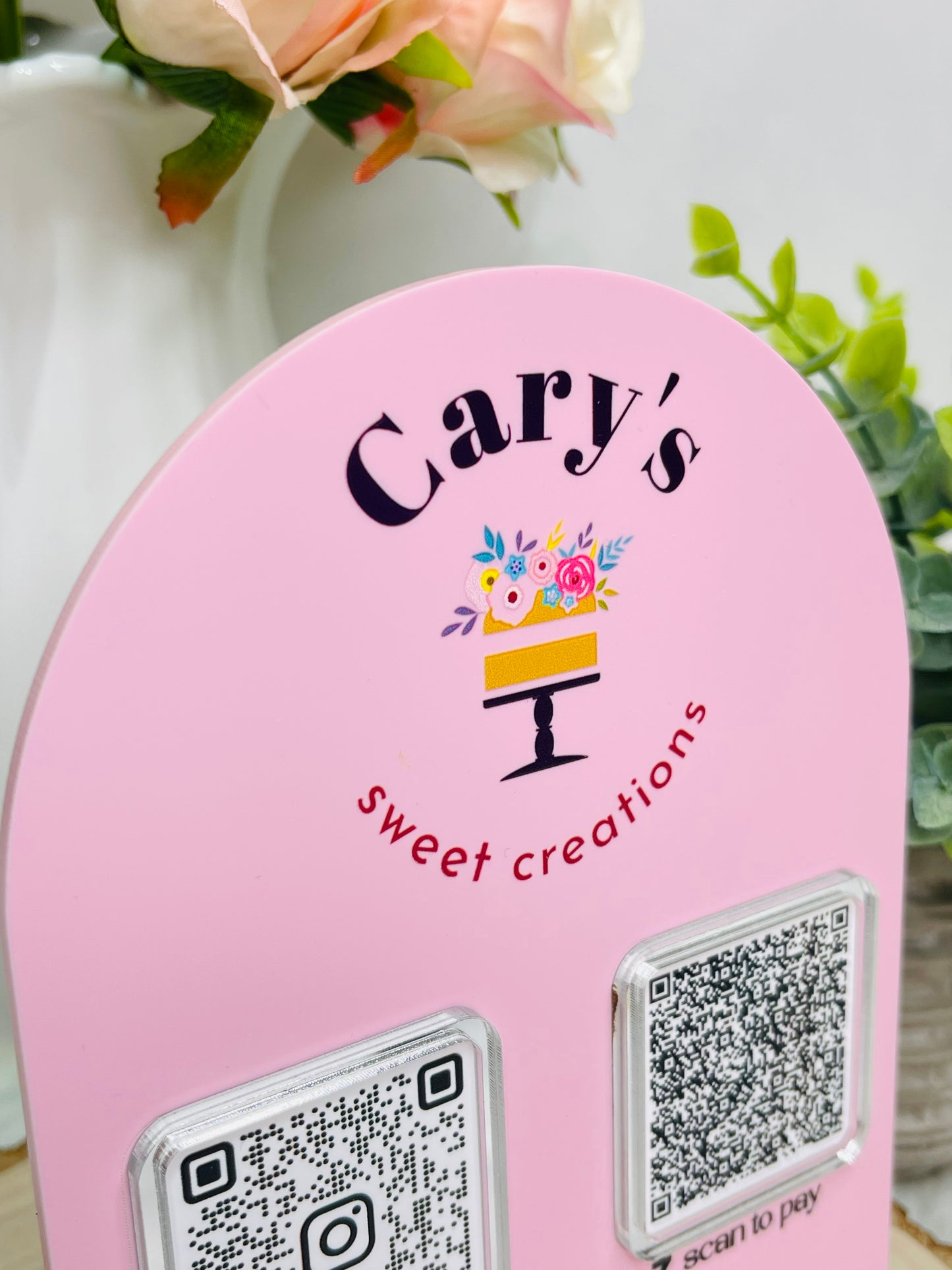 Arched Finish Custom Smart Social Media Sign - QR Code Technology