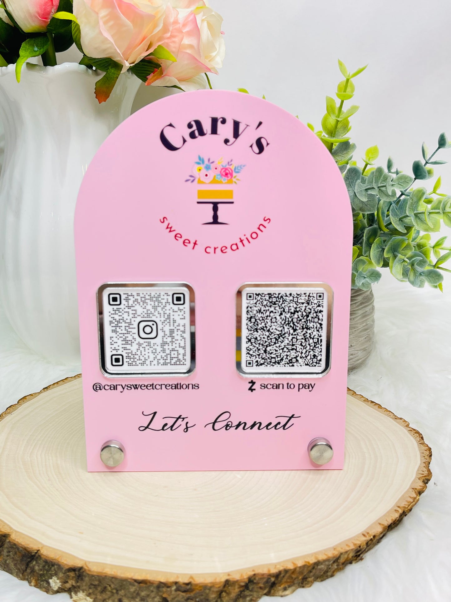 Arched Finish Custom Smart Social Media Sign - QR Code Technology