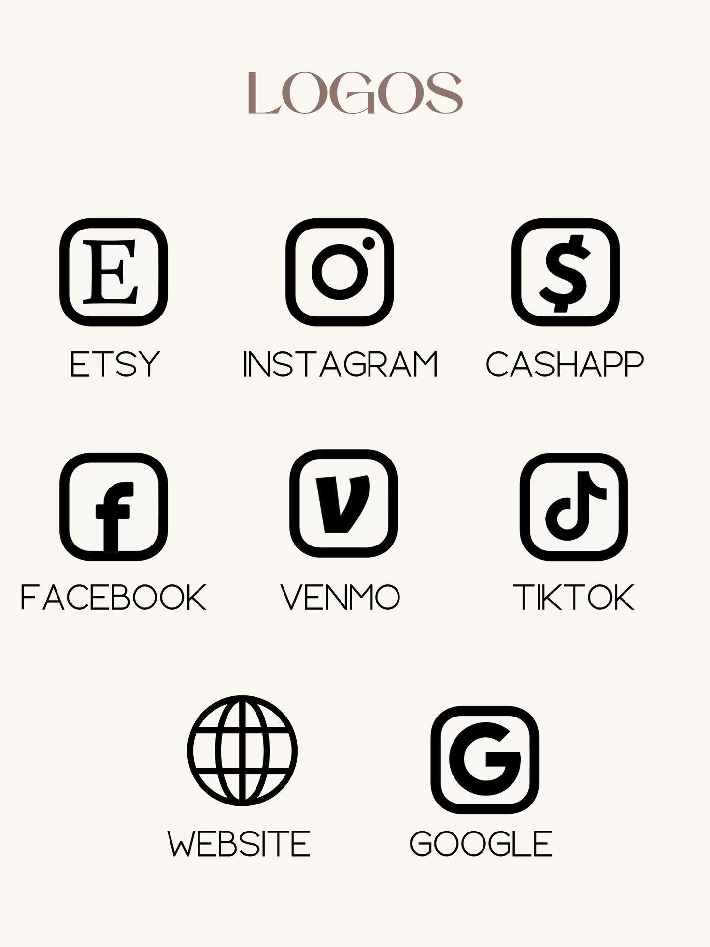 icon chart for NFC keychain
