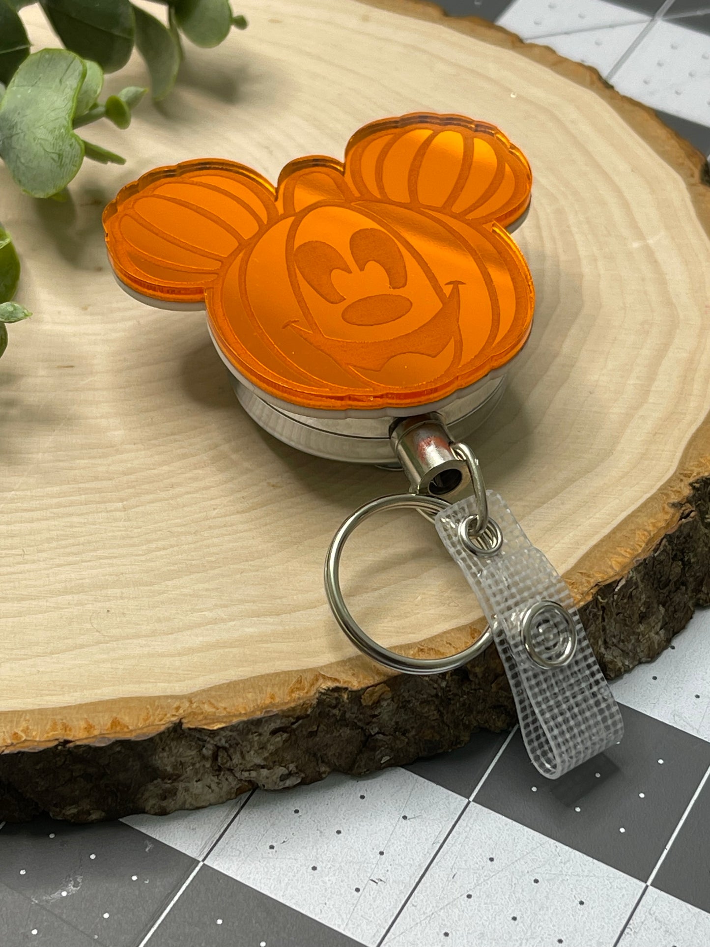 Pumpkin Mirrored Acrylic Badge Reel