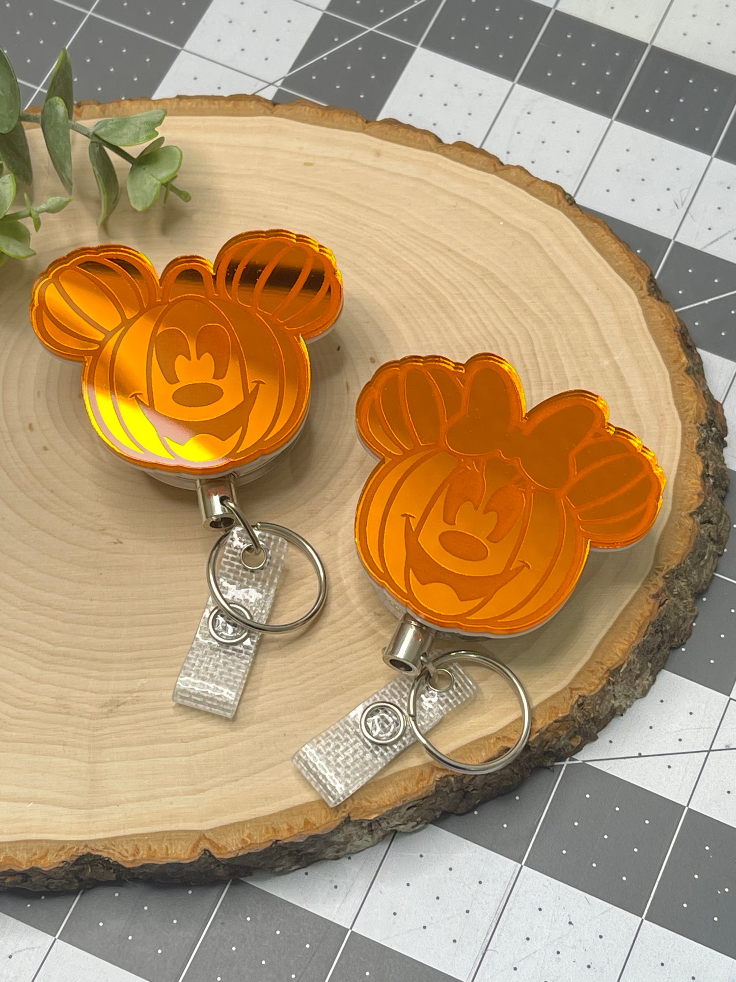 Pumpkin Mirrored Acrylic Badge Reel