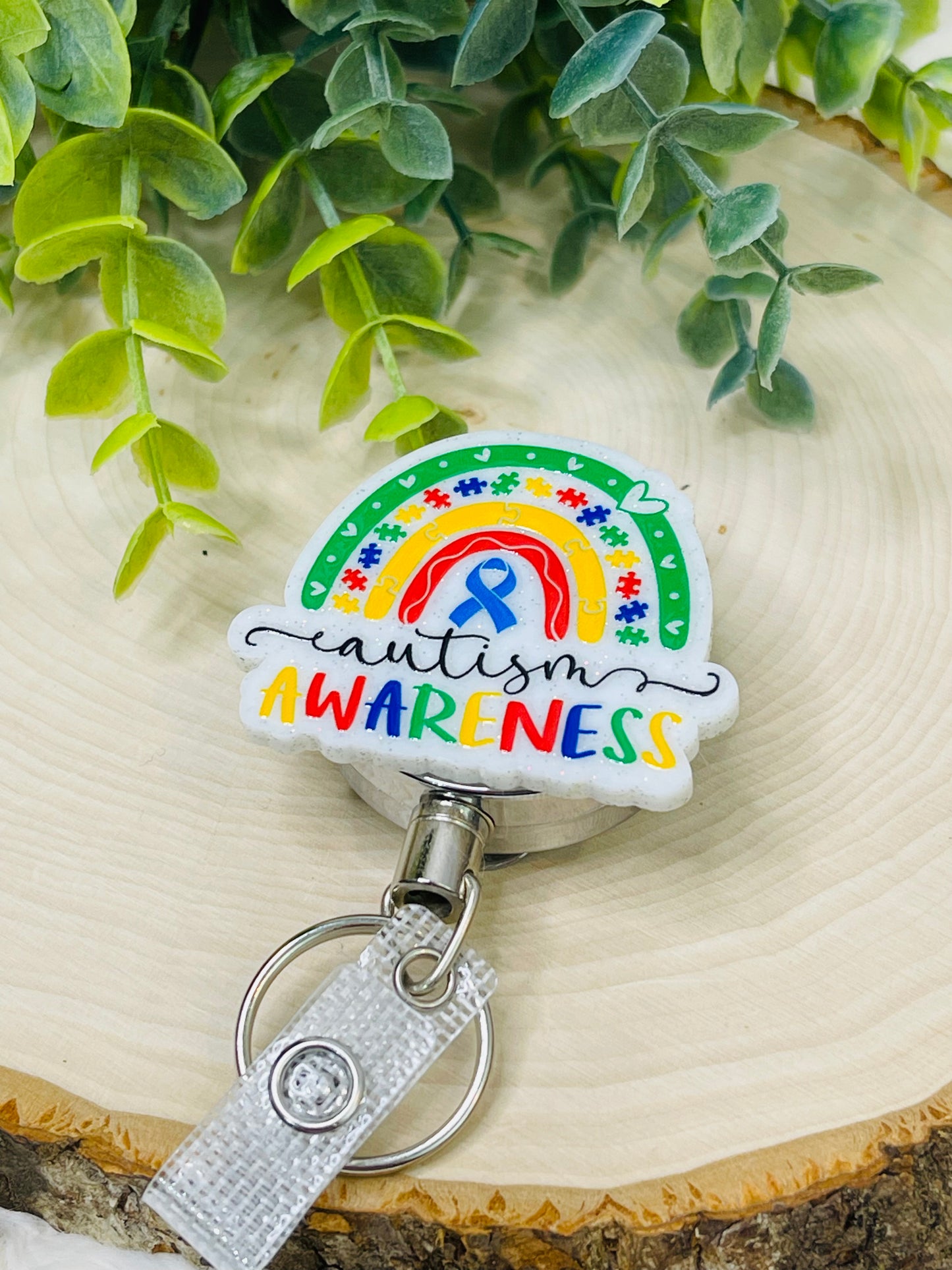 Autism Awareness Rainbow Badge Reel - Heavy Duty