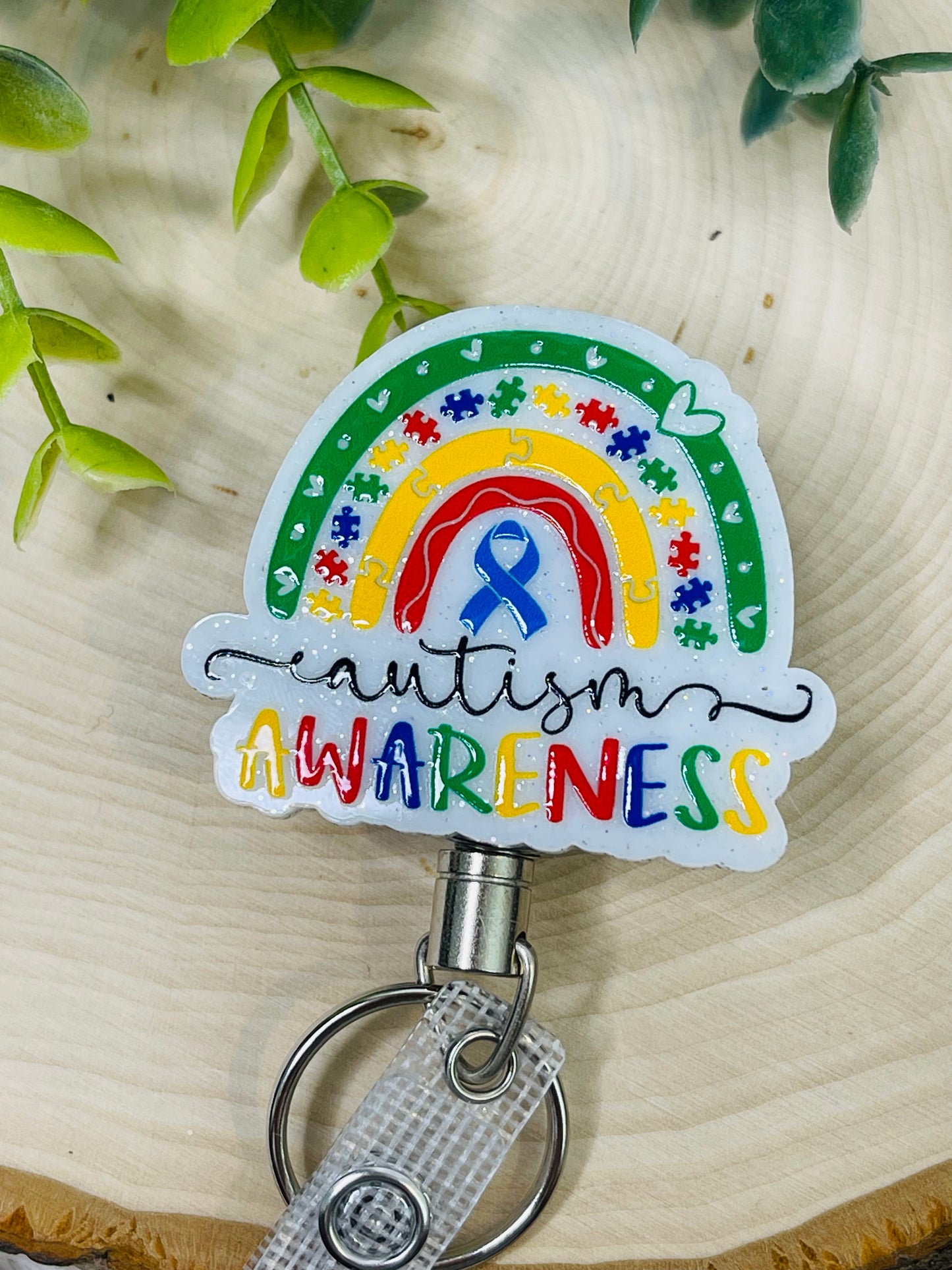 Autism Awareness Rainbow Badge Reel - Heavy Duty