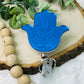 Blue Hamsa Habd Badge Reel - Heavy Duty Metal Reel