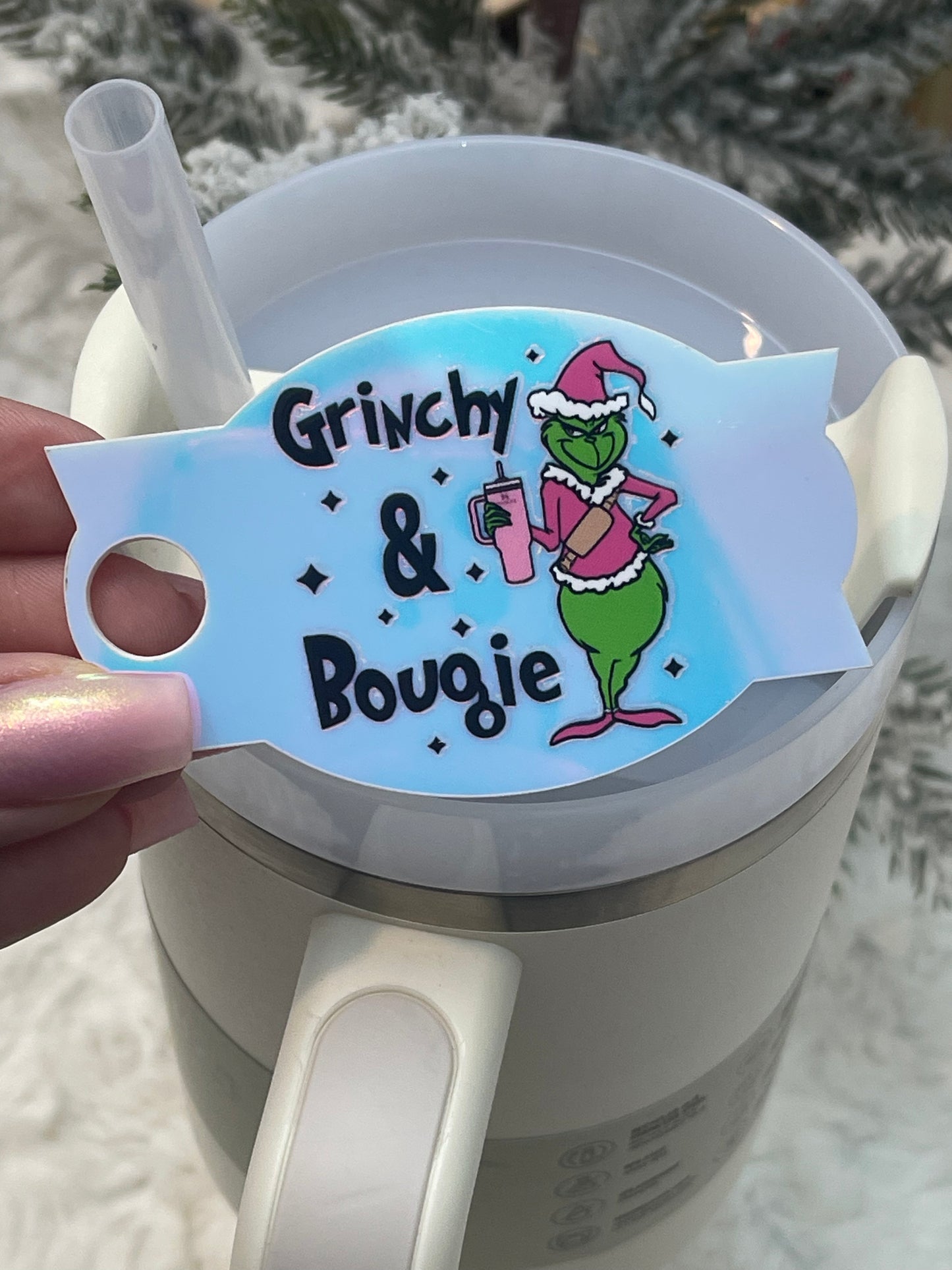 Grinchy and Bougie Cups Name Plate