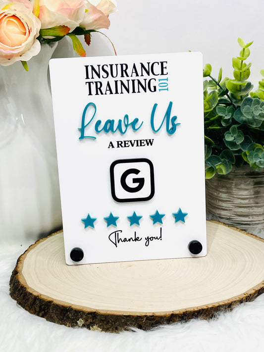 Google Review Sign with Logo 5x7 - QR Code or NFC