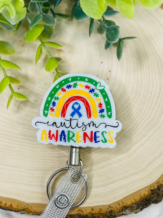 Autism Awareness Rainbow Badge Reel - Heavy Duty