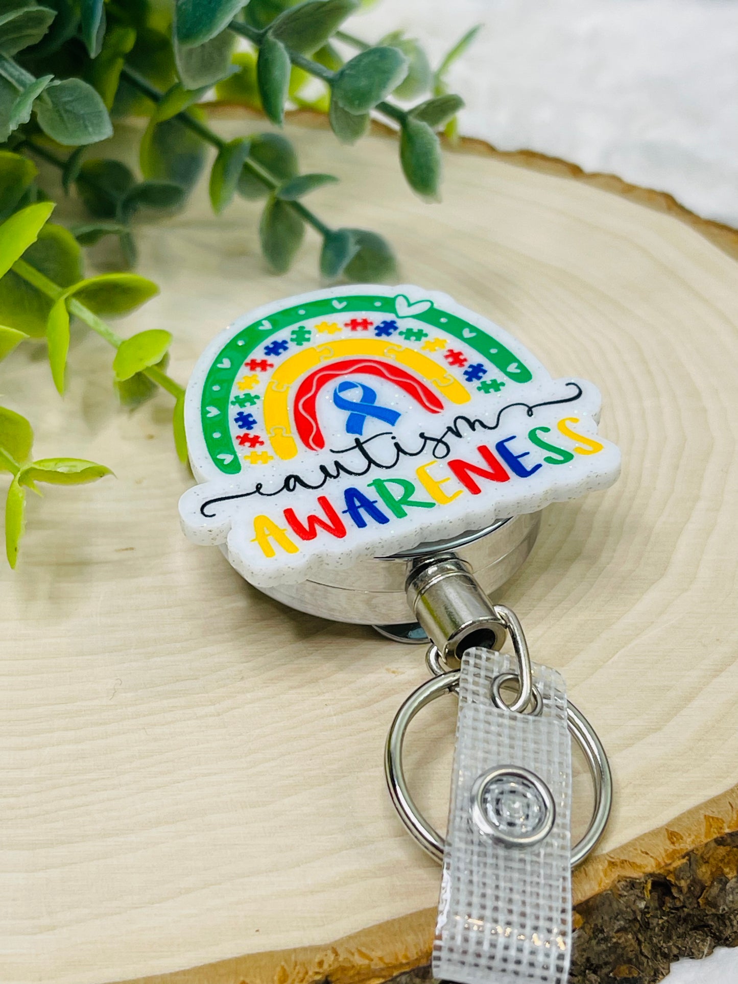 Autism Awareness Rainbow Badge Reel - Heavy Duty