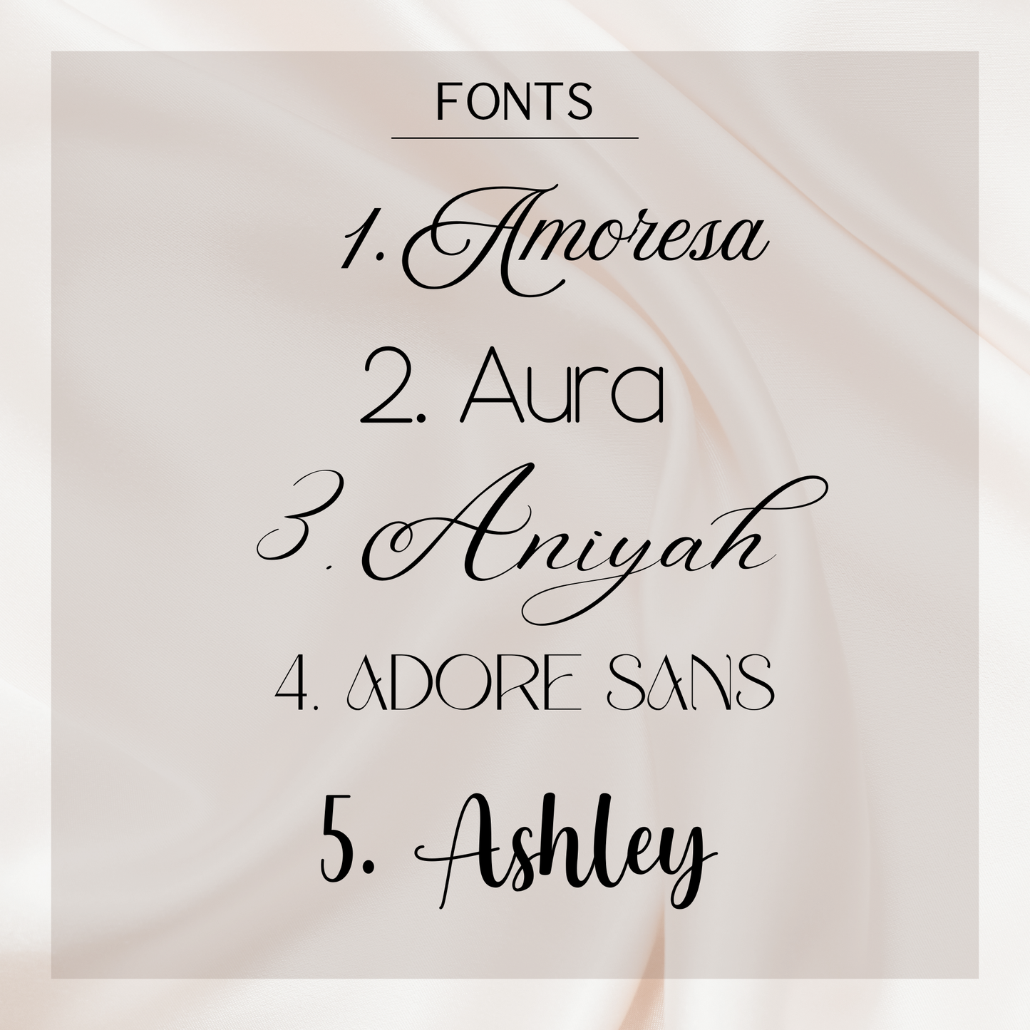 Font chart of all the fonts available to engrave the personalized 20oz white tumbler