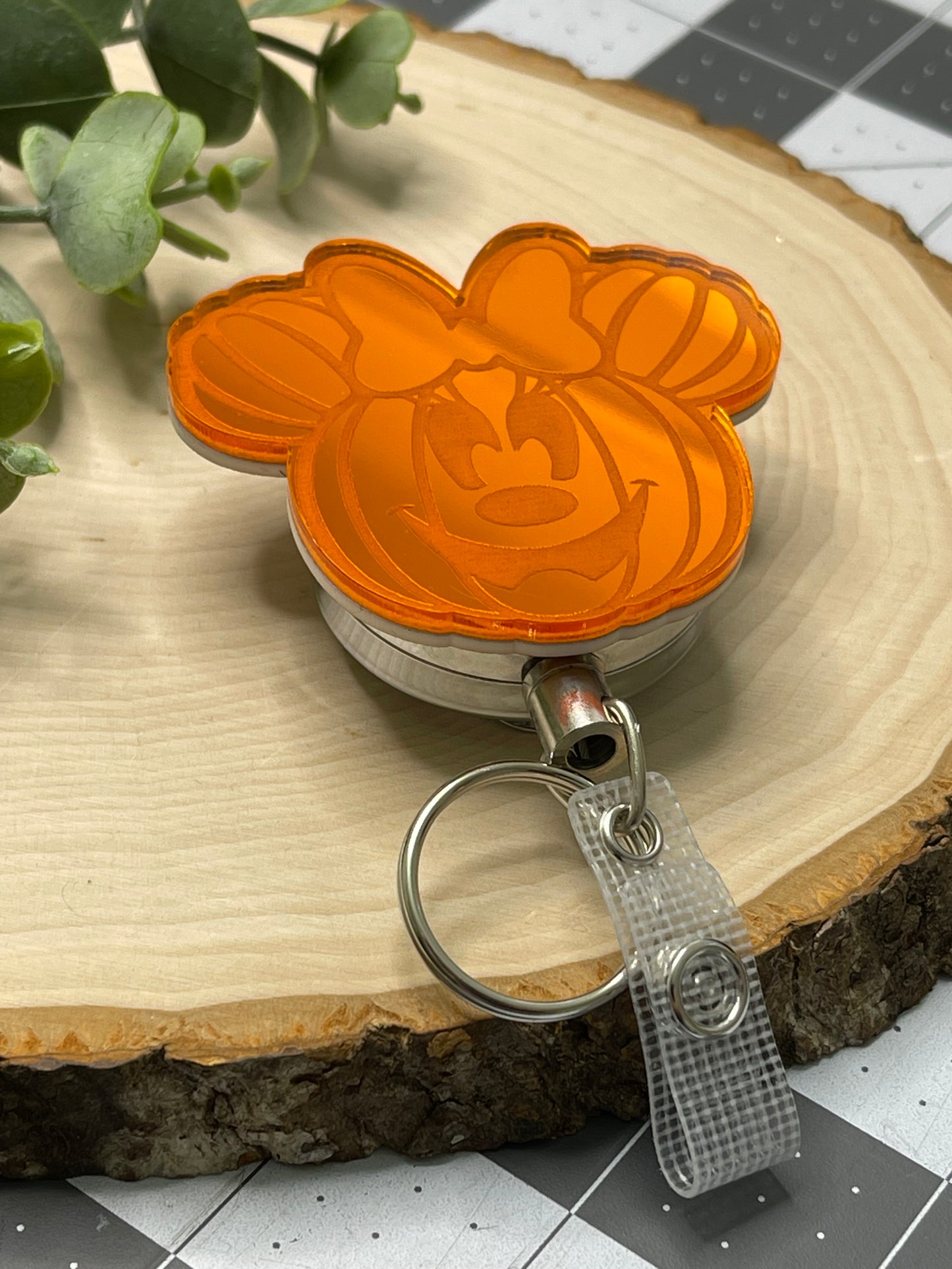 Pumpkin Mirrored Acrylic Badge Reel