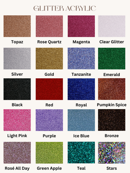 glitter acrylic color chart for the business signs