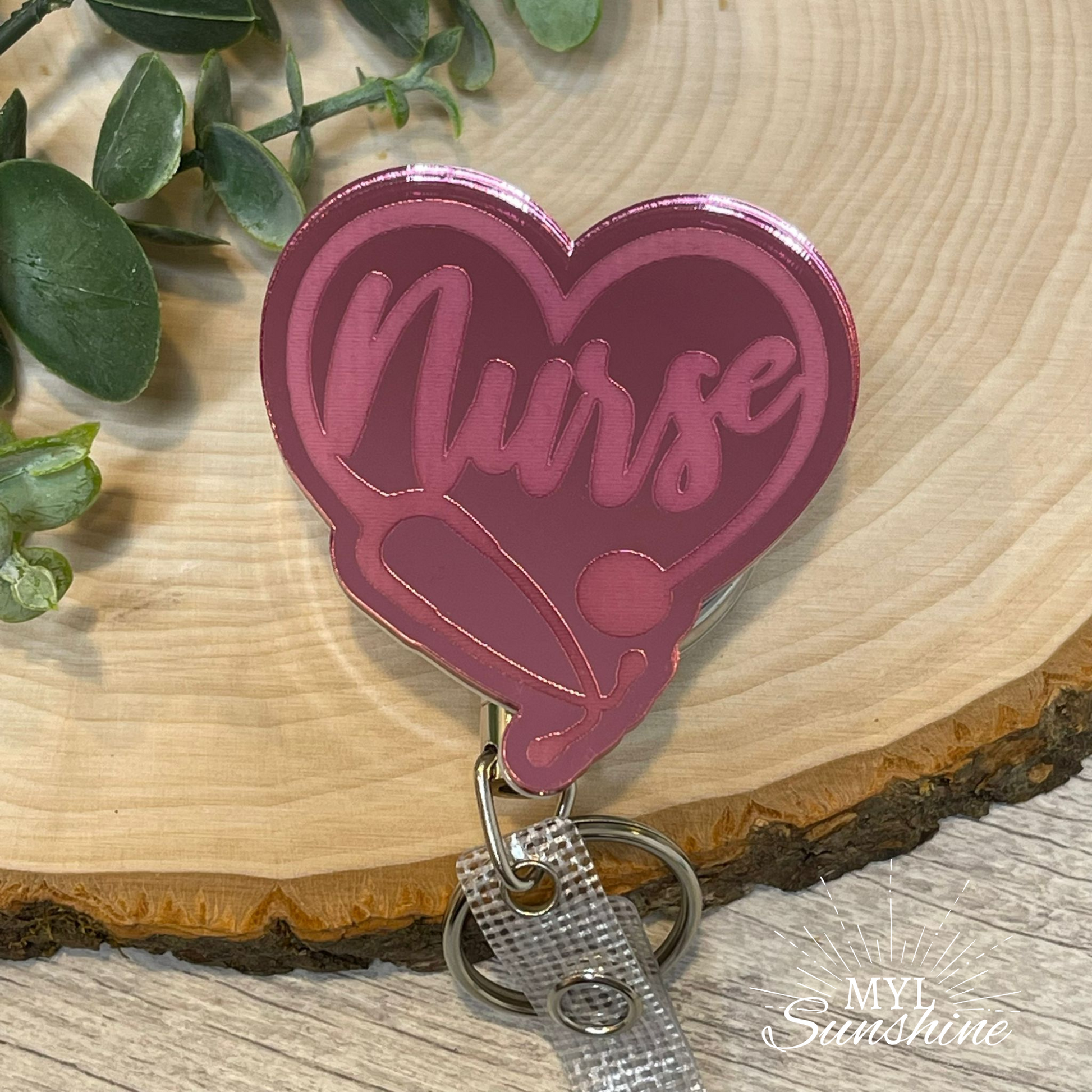 Nurse Stethoscope Badge Reel - Pink Mirror – MYL Sunshine
